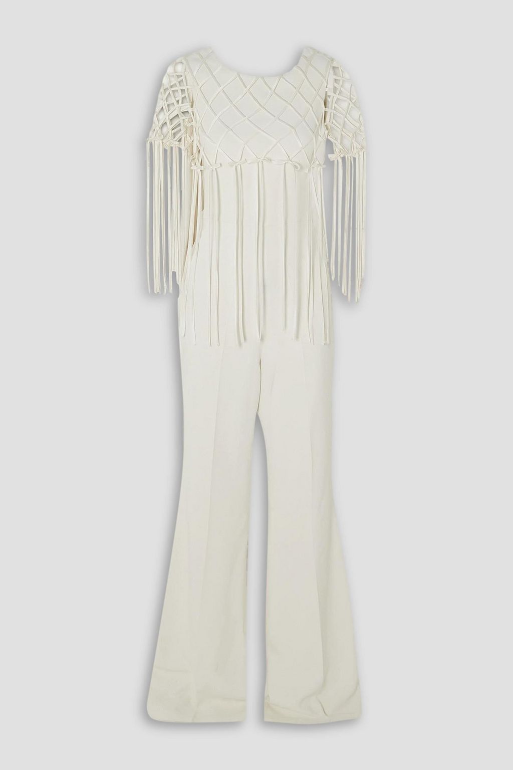 Mara fringed satin-trimmed crepe jumpsuit