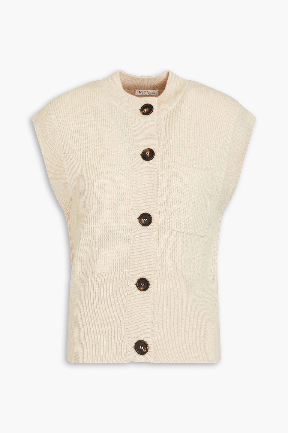 Brunello Cucinelli Vest With Monili In Beige