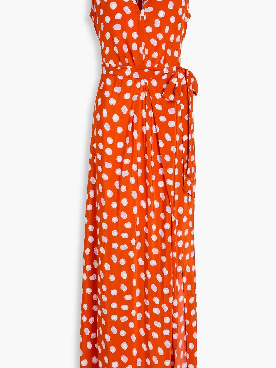 pooja wrap-effect printed crepe maxi dress