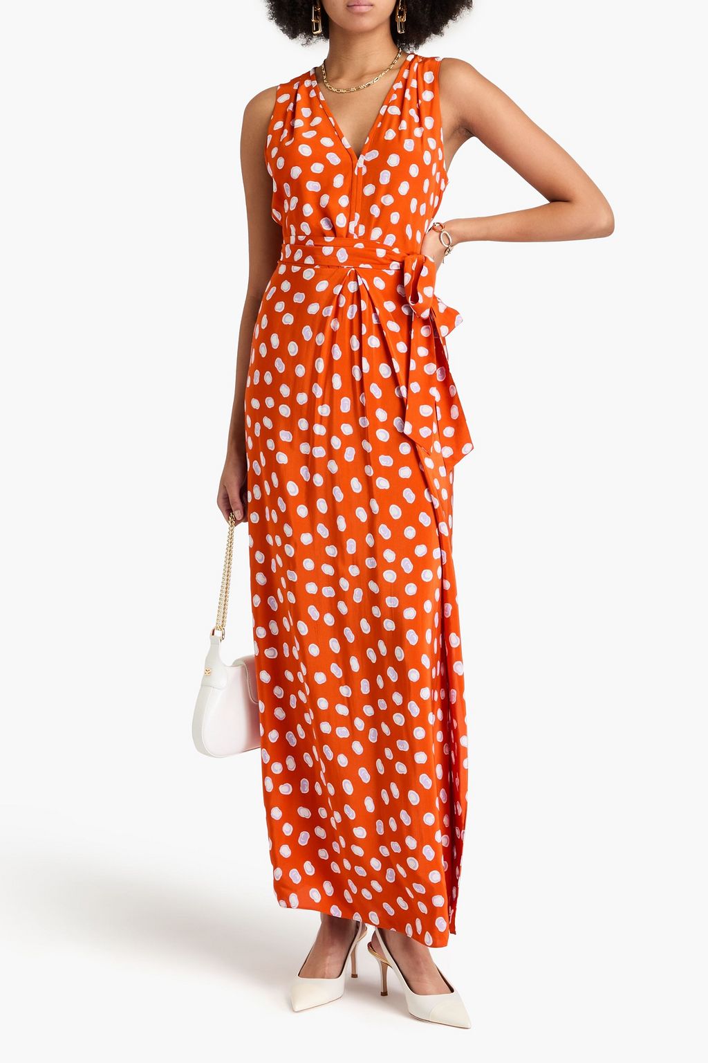 DIANE VON FURSTENBERG 랩 스타일 프린트 크레이프 맥시 드레스