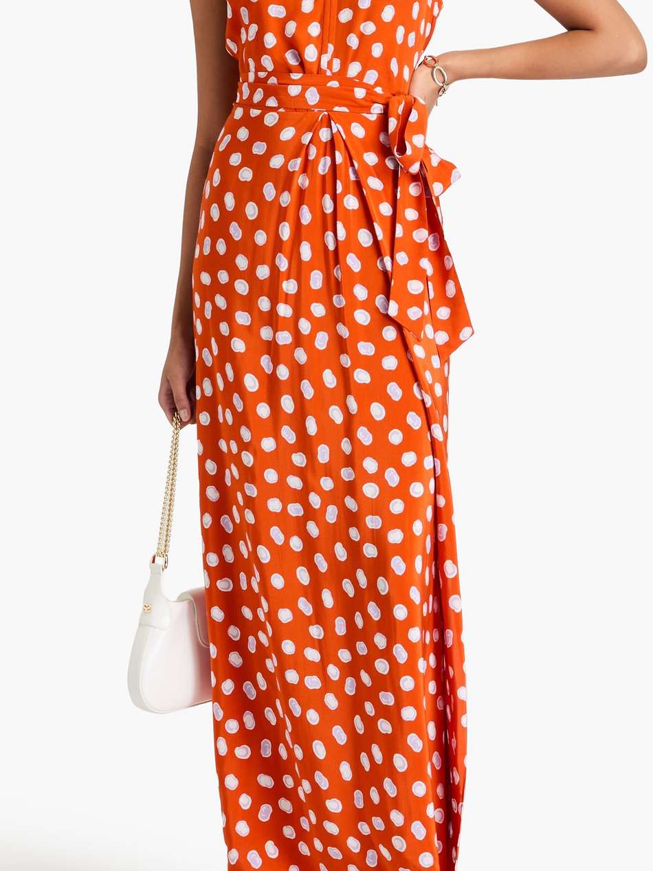 pooja wrap-effect printed crepe maxi dress