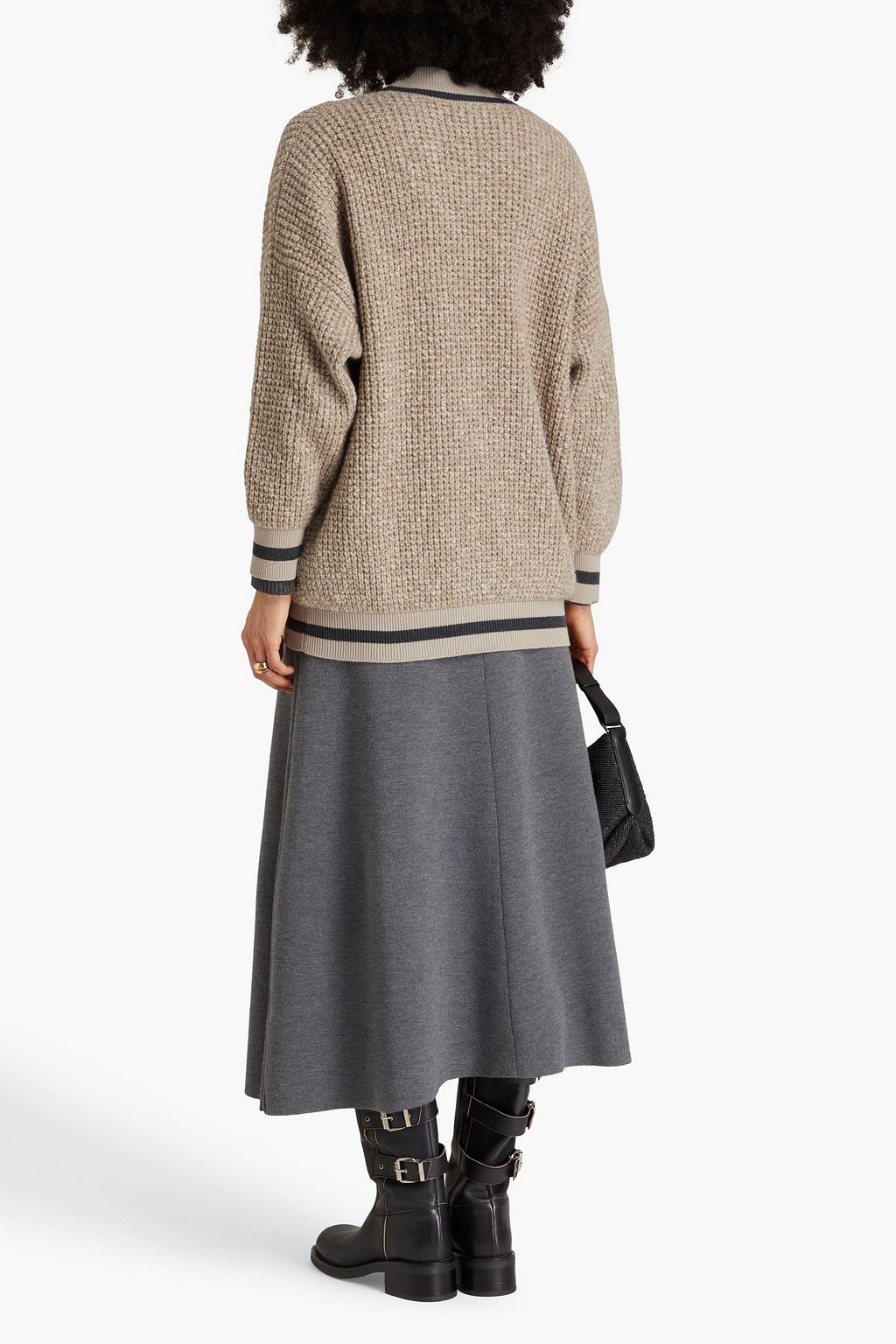 BRUNELLO CUCINELLI Bead-embellished wool and cashmere-blend cardigan