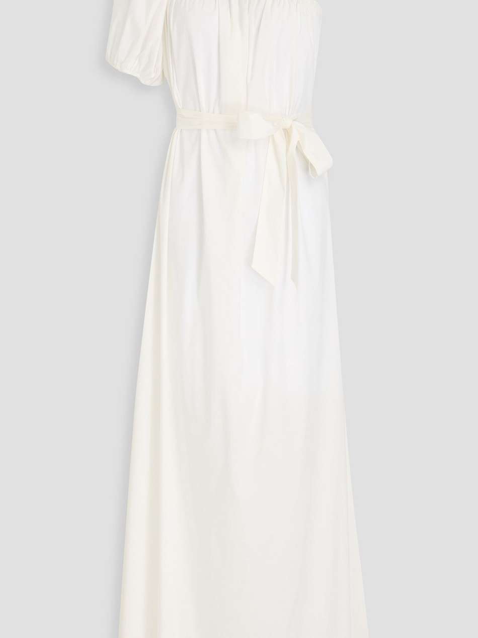 belted one-shoulder cotton-blend poplin maxi dress