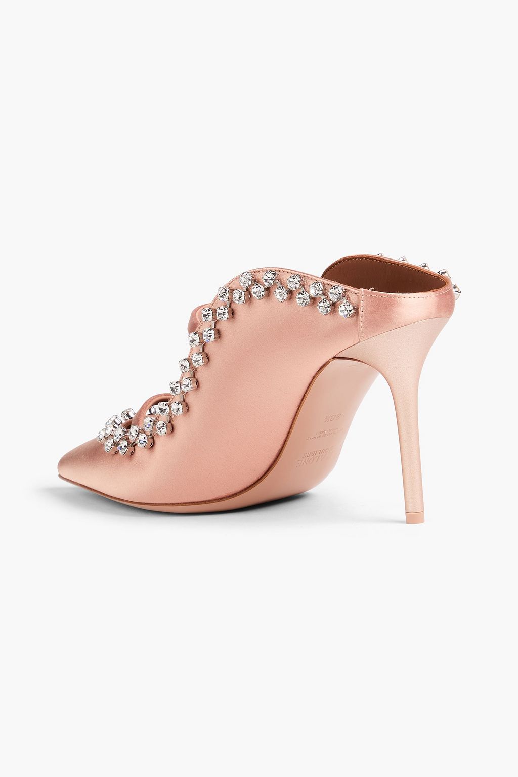 MALONE SOULIERS Gala 85 crystal-embellished satin mules