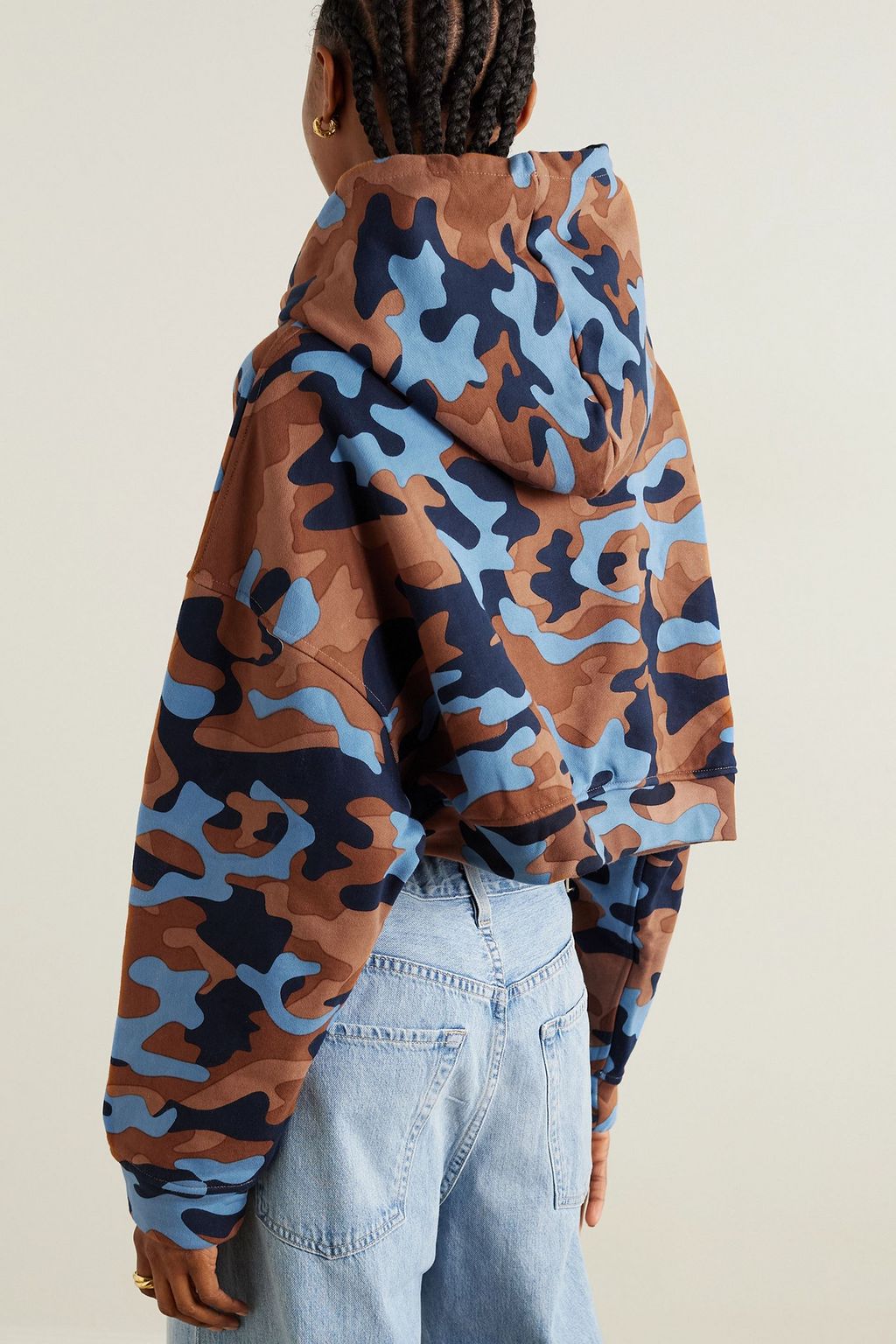 YVONNE S Cropped camouflage-print cotton-jersey hoodie