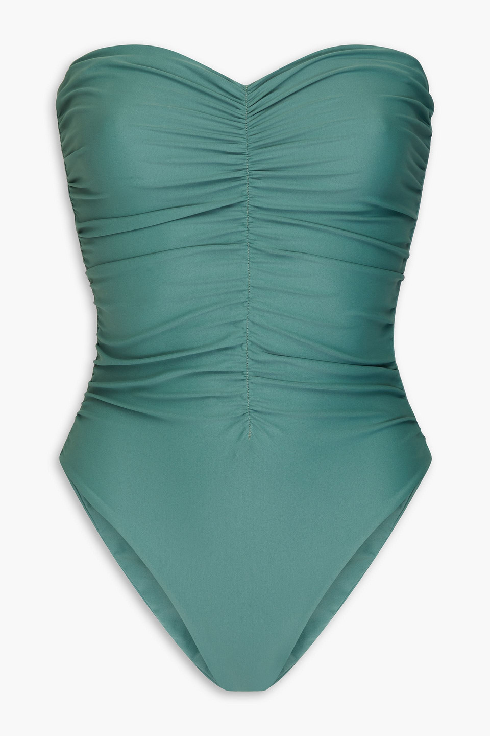 Jade Swim Yara Strapless Ruched Swimsuit In Teal