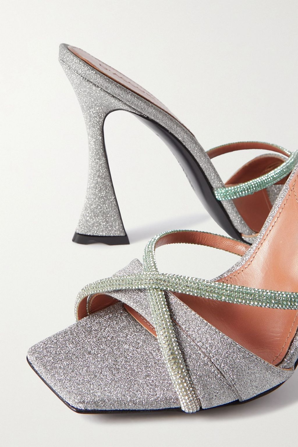 D'ACCORI Lust crystal-embellished glittered leather mules