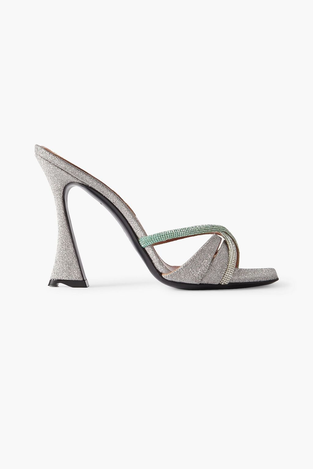 Lust crystal embellished glittered leather mules light green EU 38