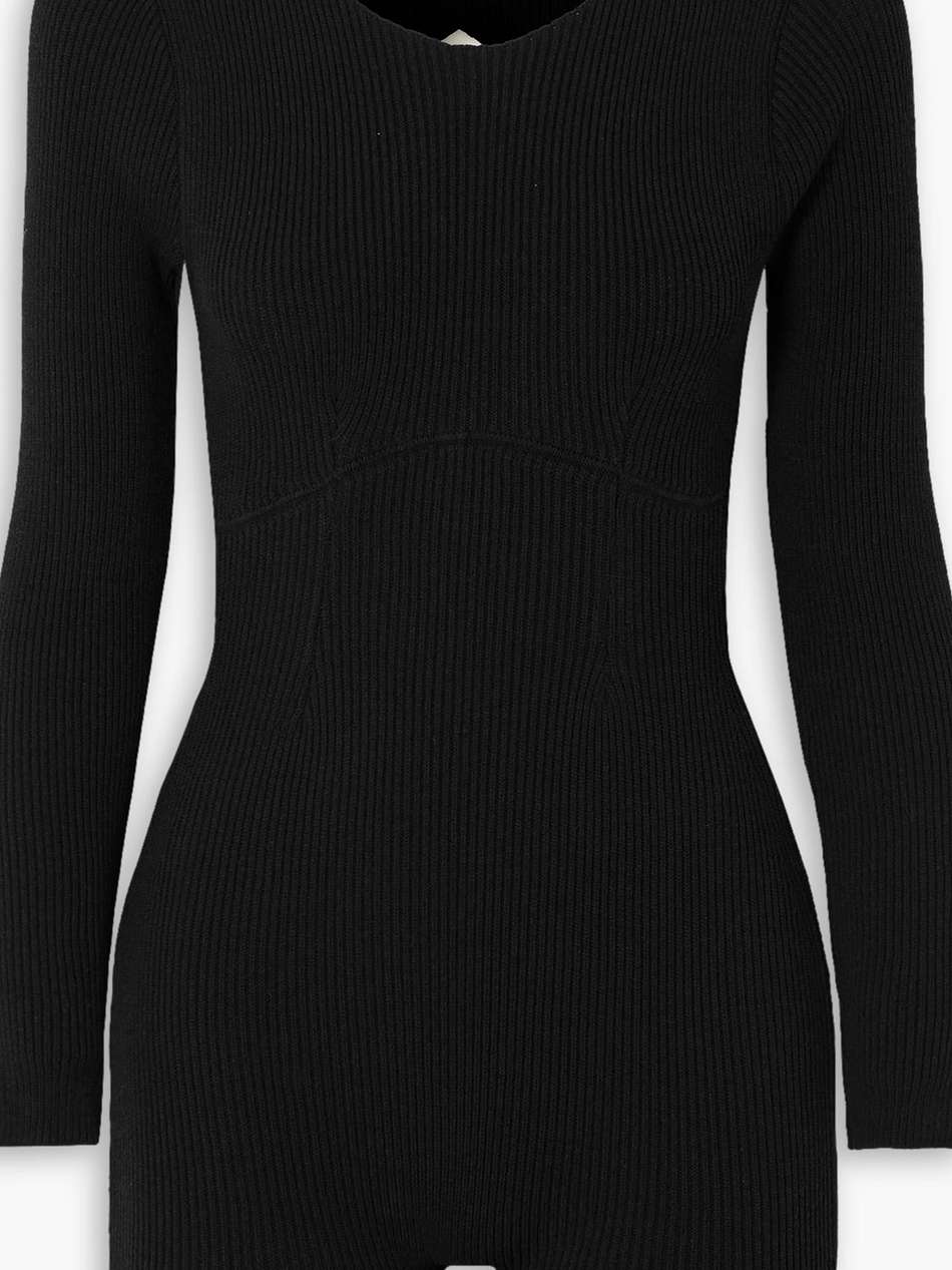 aurora open-back ribbed-knit playsuit
