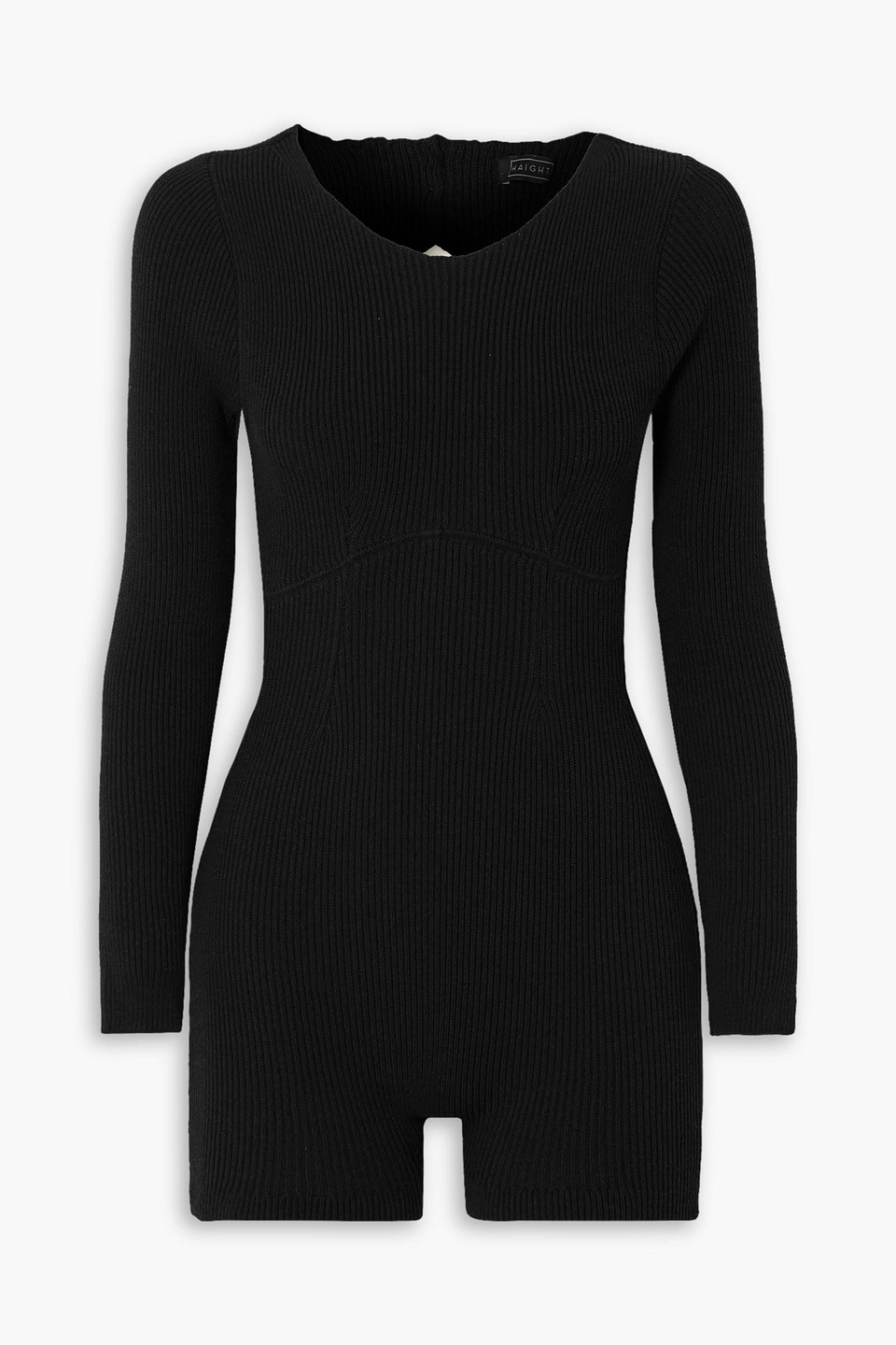 Haight + Net Sustain Aurora Open-back Ribbed-knit Playsuit In 0001 Black