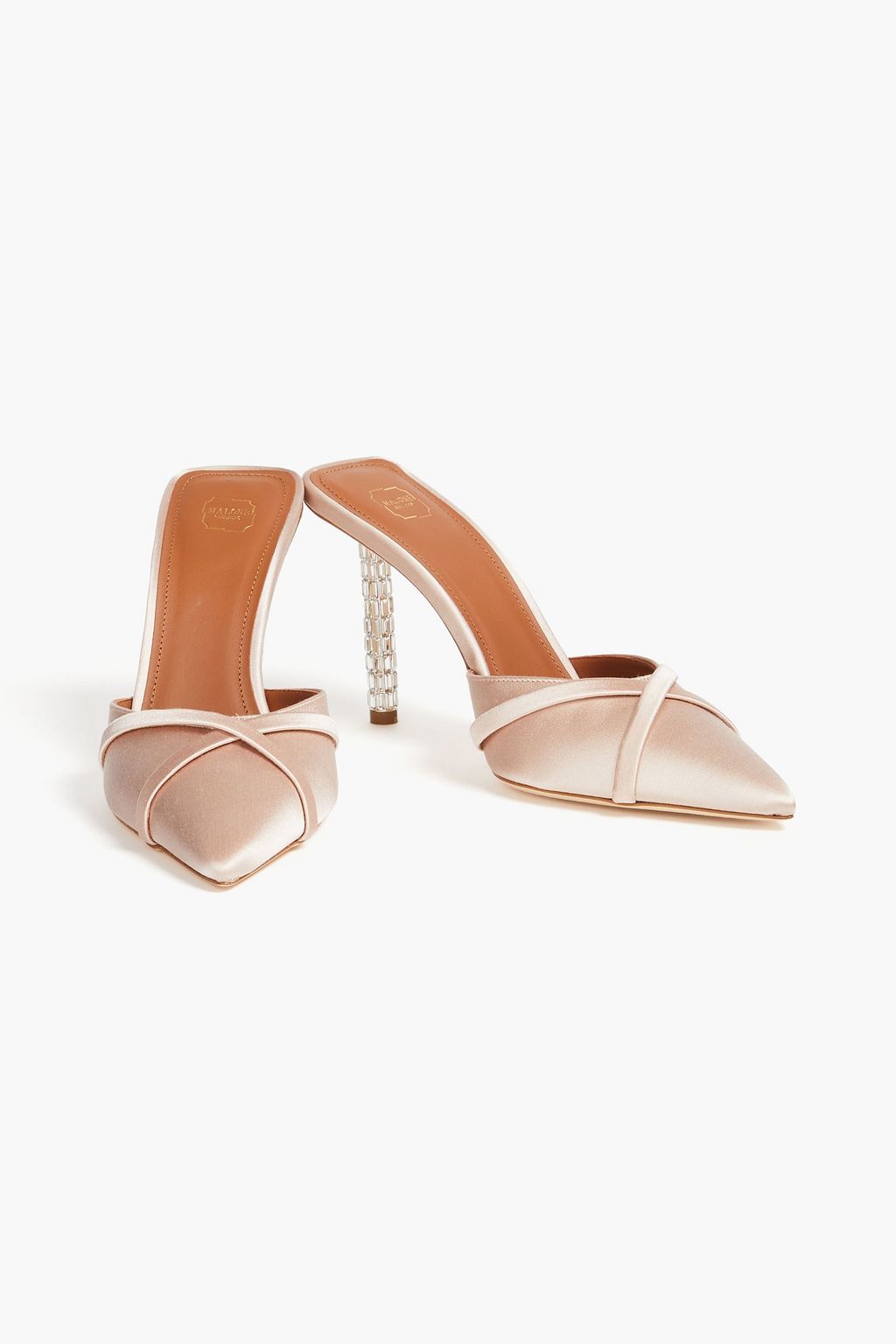 MALONE SOULIERS حذاء ميول "جوزافين" مصنوع من الساتان ومزين بالكريستال