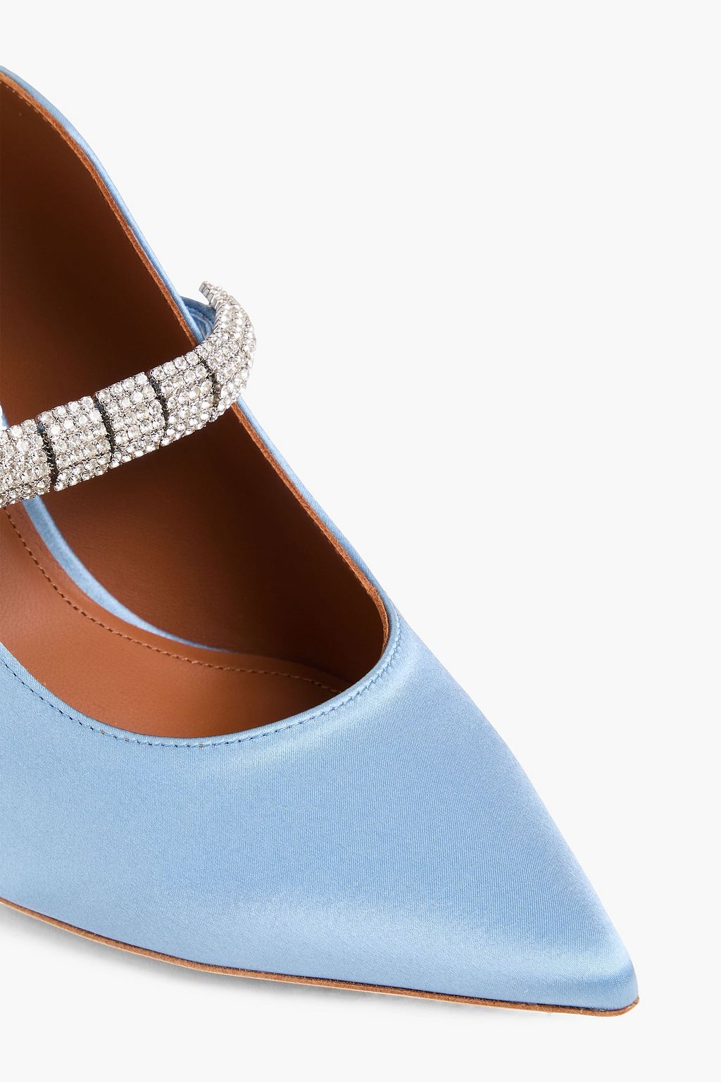 MALONE SOULIERS حذاء ميول "بيلا 70" من الساتان مزيّن بالكريستال