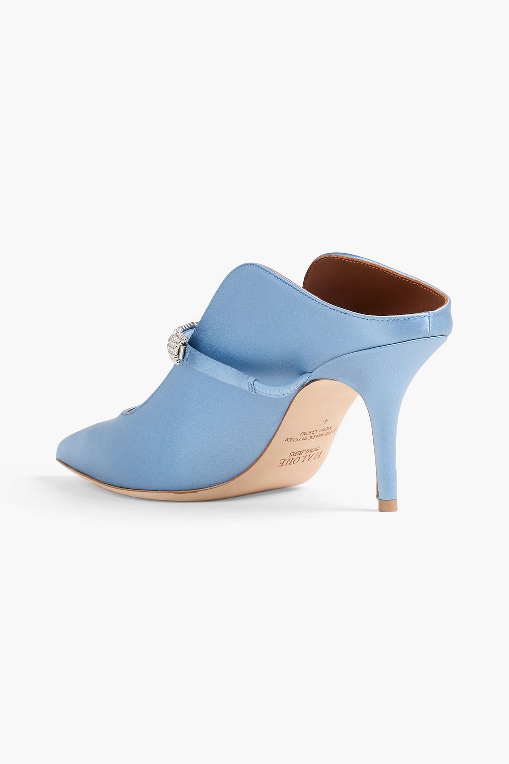 MALONE SOULIERS حذاء ميول "بيلا 70" من الساتان مزيّن بالكريستال
