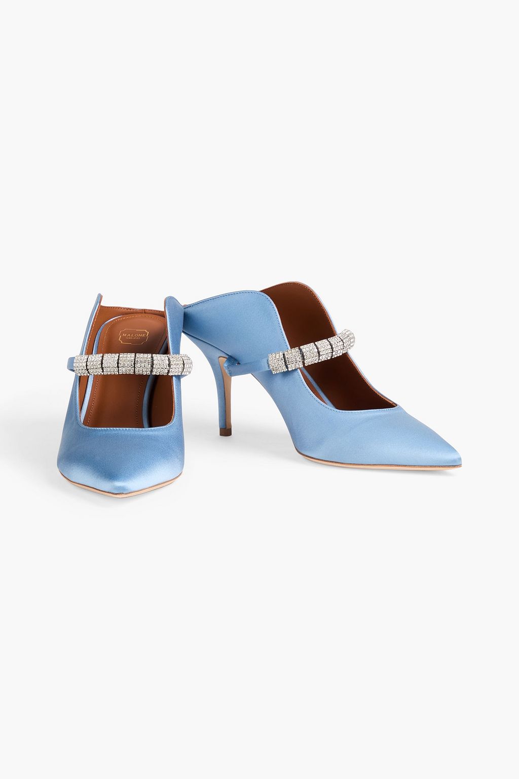 MALONE SOULIERS حذاء ميول "بيلا 70" من الساتان مزيّن بالكريستال