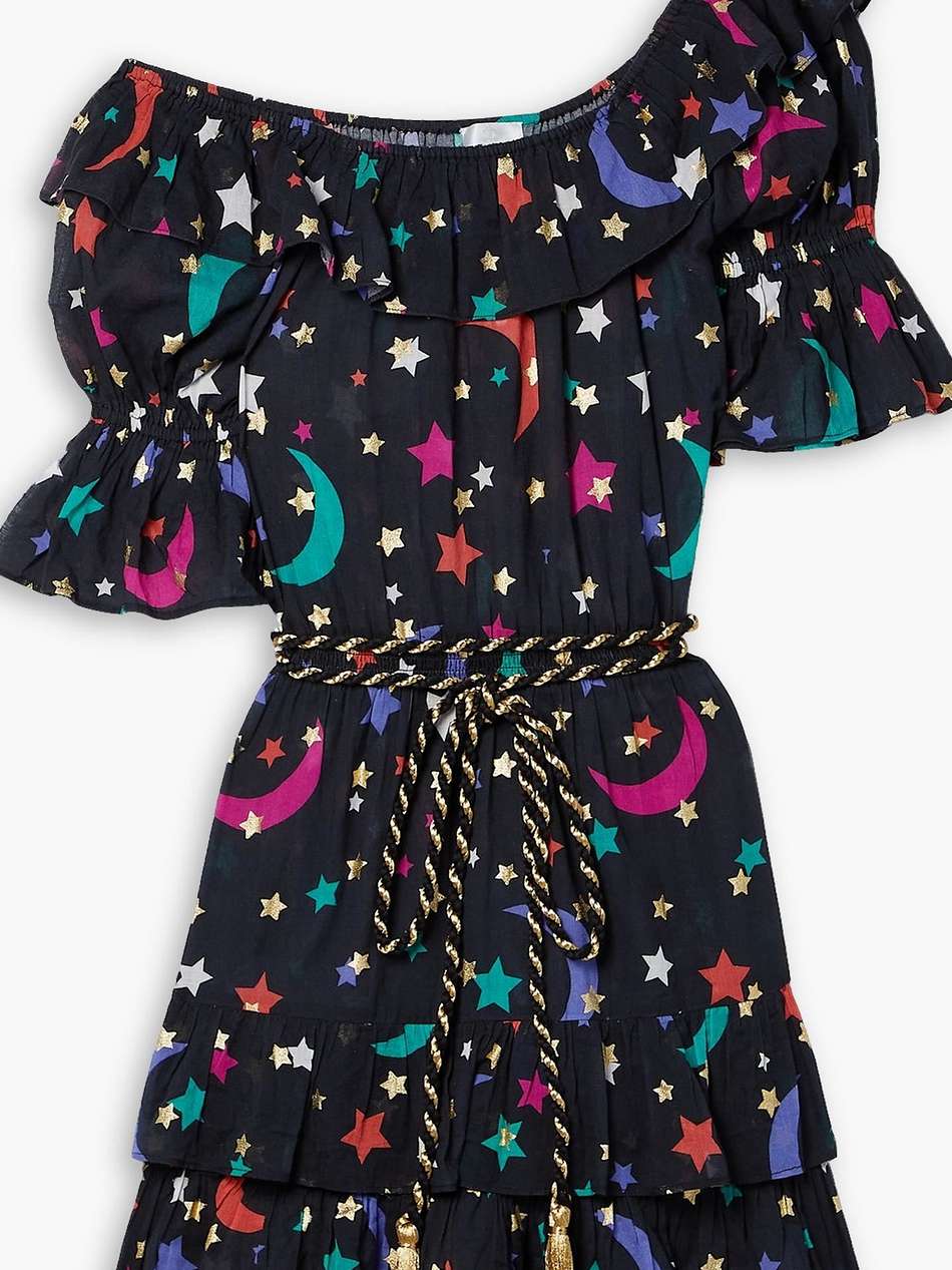 lux printed cotton-poplin mini dress