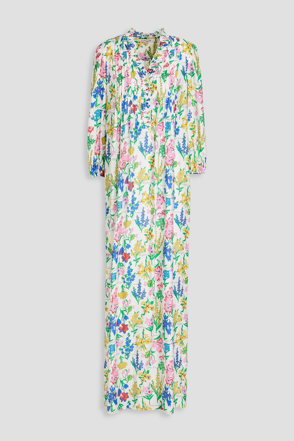Diane Von Furstenberg Layla Floral-print Mousseline Maxi Dress In White