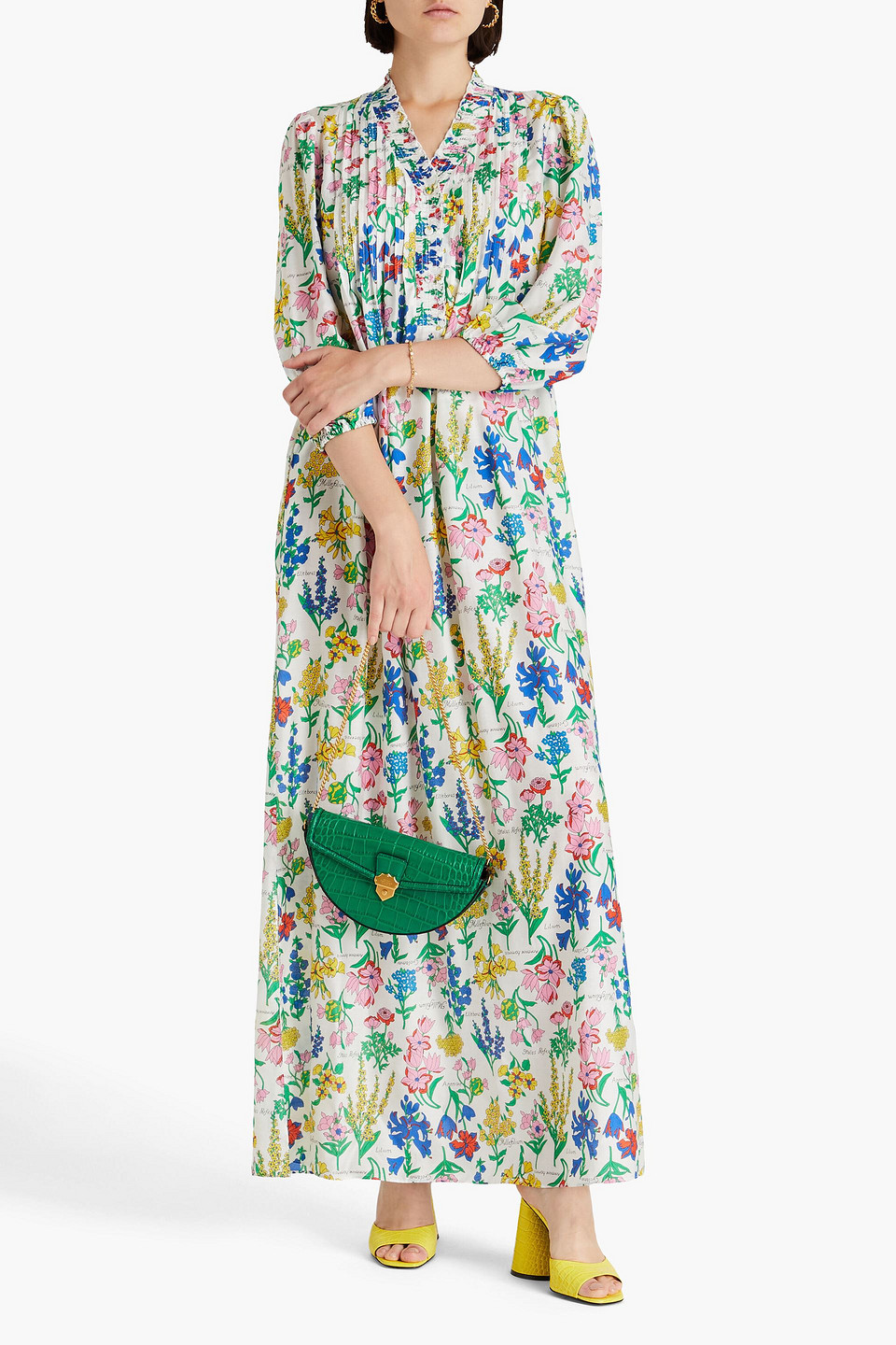 Diane Von Furstenberg Layla Floral-print Mousseline Maxi Dress In White