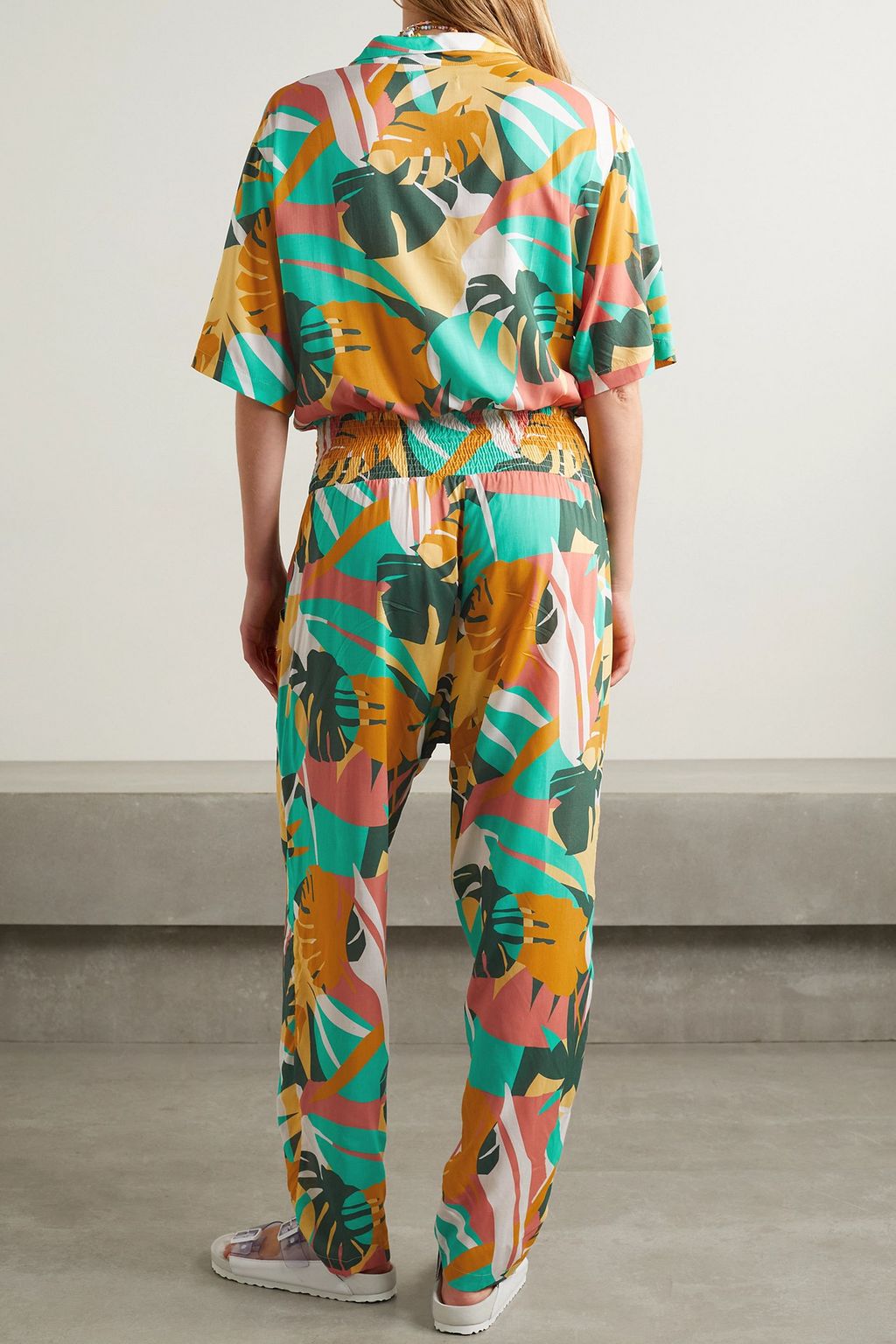 PARADISED Scottie shirred printed voile jumpsuit