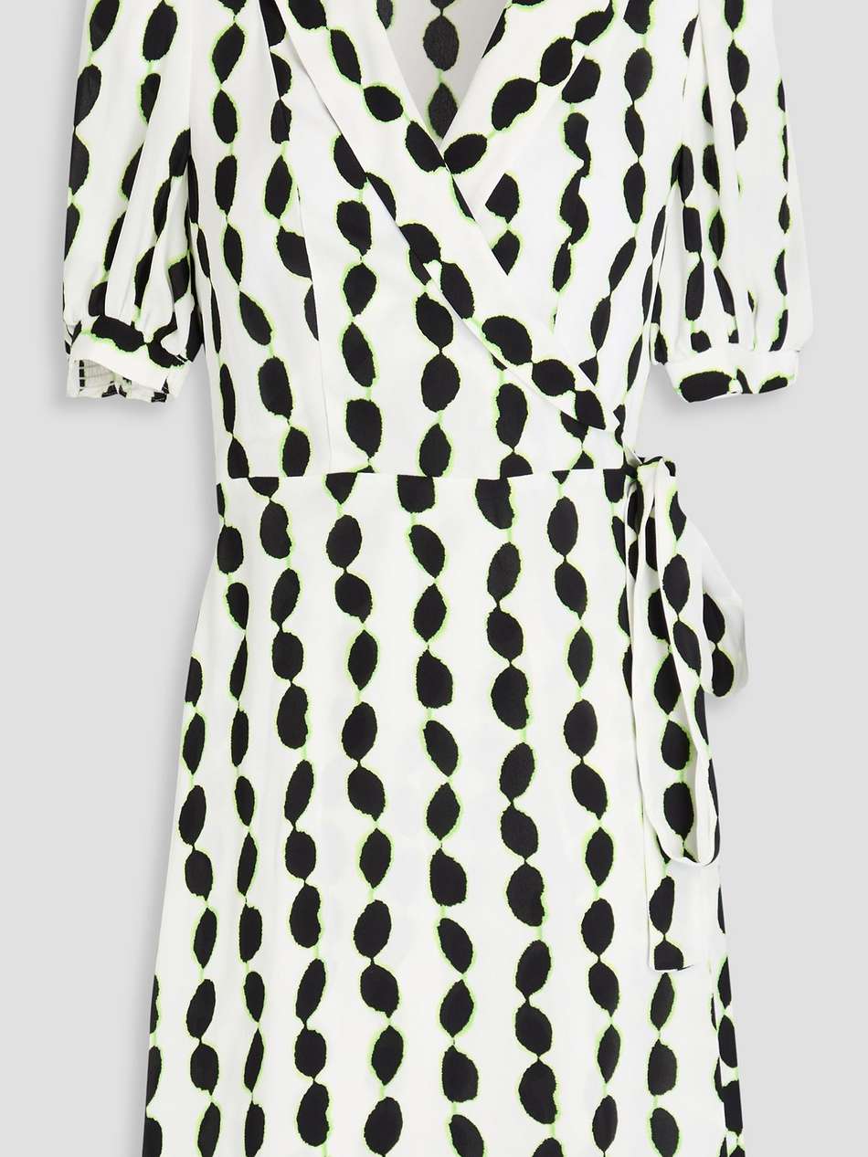 gemita printed crepe mini wrap dress