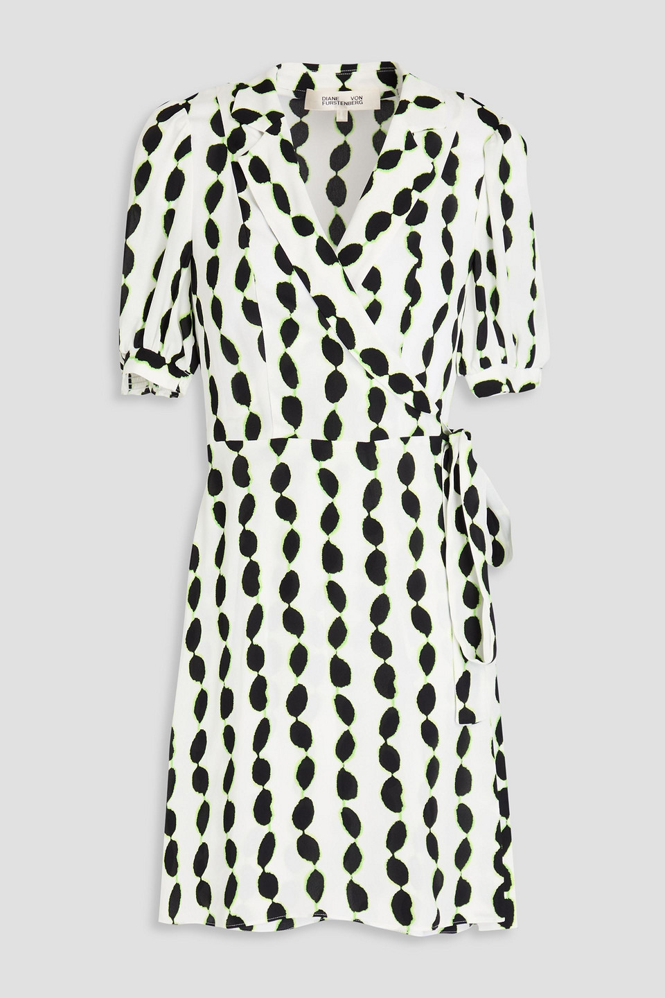 Diane Von Furstenberg Gemita Printed Crepe Mini Wrap Dress In White