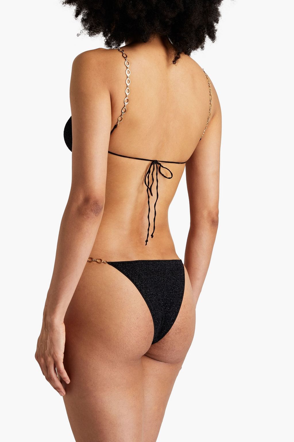 OSÉREE Lumière chain-embellished metallic triangle bikini