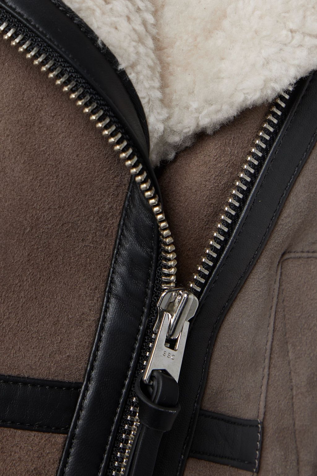 SHOREDITCH SKI CLUB Celeste paneled leather-trimmed shearling jacket