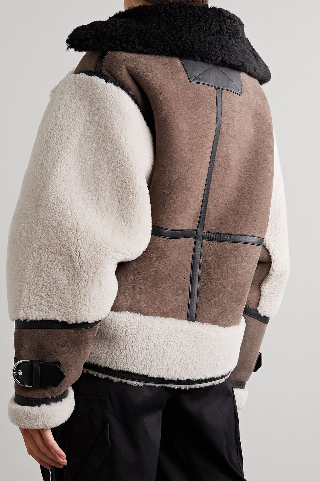 SHOREDITCH SKI CLUB Celeste paneled leather-trimmed shearling jacket