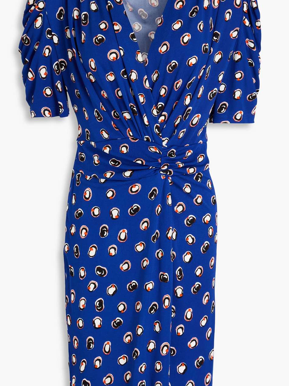 duncan ruched printed jersey mini dress