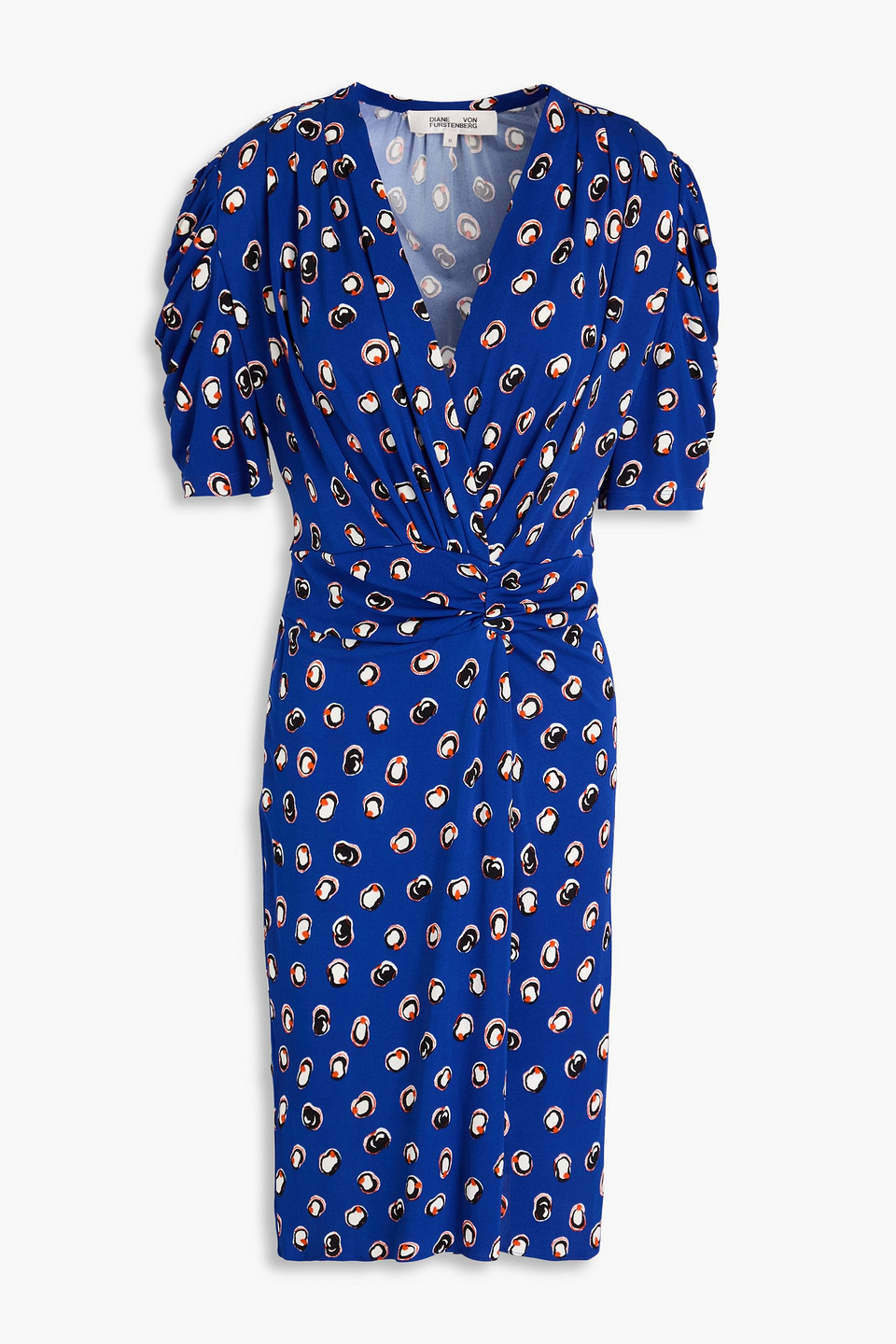 Diane Von Furstenberg Ruched Printed Jersey Midi Dress In Royal Blue