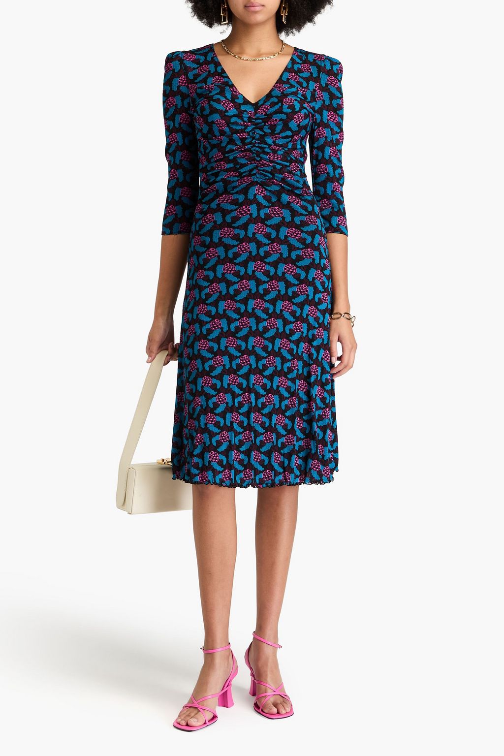 DIANE VON FURSTENBERG Ivan reversible printed stretch-mesh midi dress