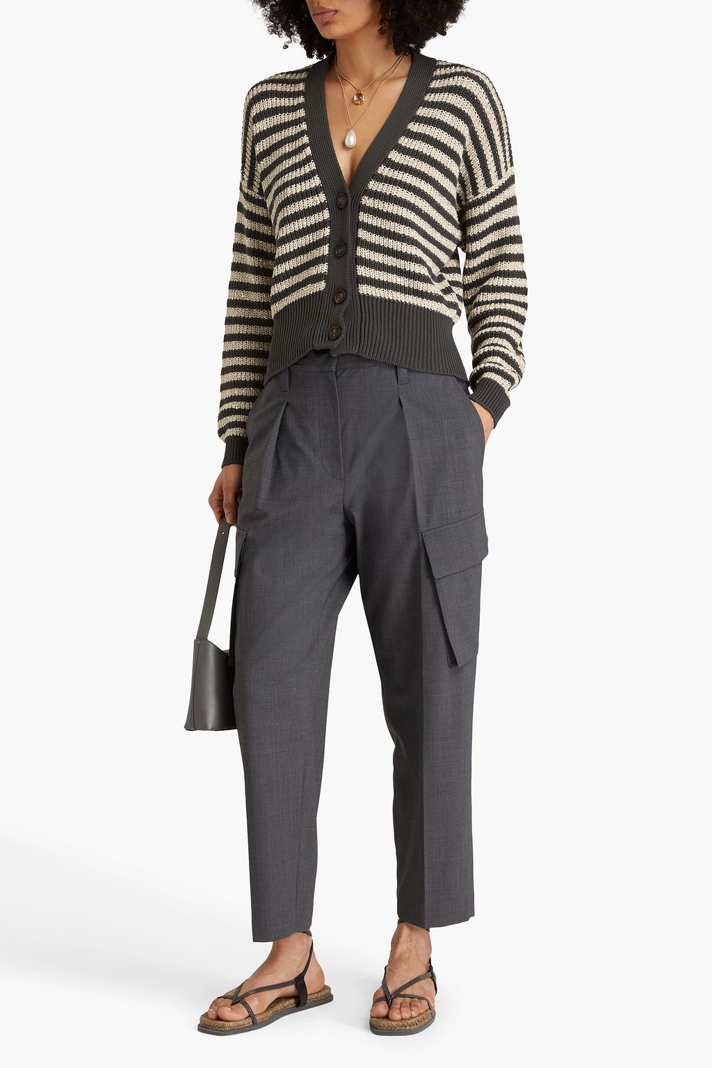 BRUNELLO CUCINELLI Gestreifter Cardigan aus Baumwolle