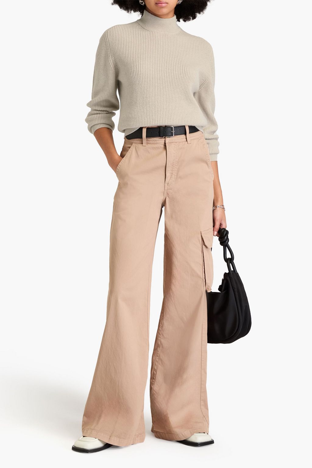 BRUNELLO CUCINELLI كنزة رياضية من الكشمير بياقة عالية وتصميم مضلّع