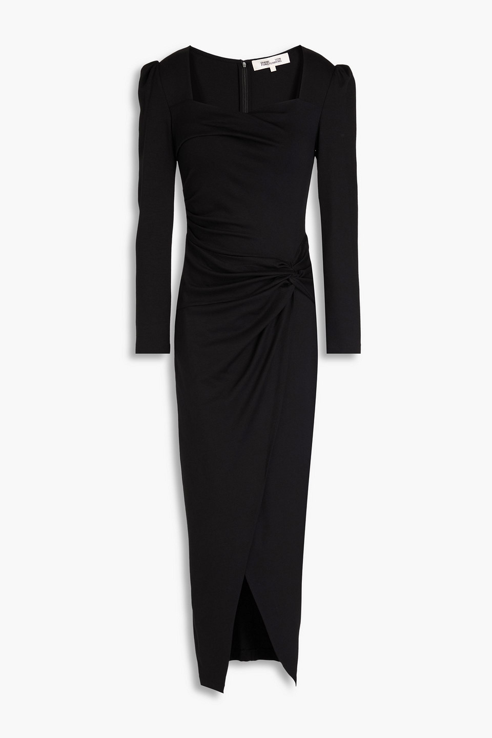 Diane Von Furstenberg Hughie Draped Jersey Midi Dress In Black