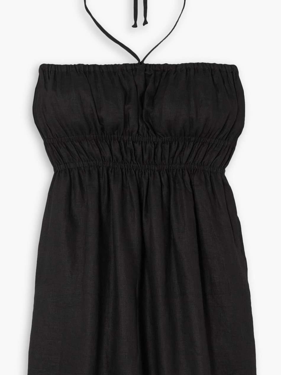 ester smocked linen halterneck mini dress