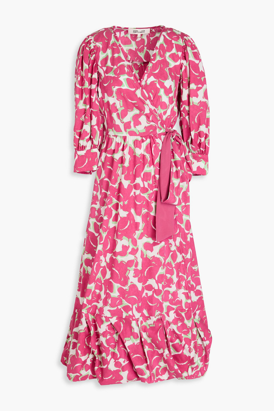 Diane Von Furstenberg Roxanna Floral-print Cotton-blend Poplin Midi Dress In Pink
