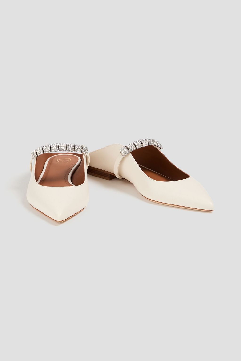 MALONE SOULIERS حذاء مسطّح Bella من الجلد بمقدمة مدببة ومزين بالكريستال