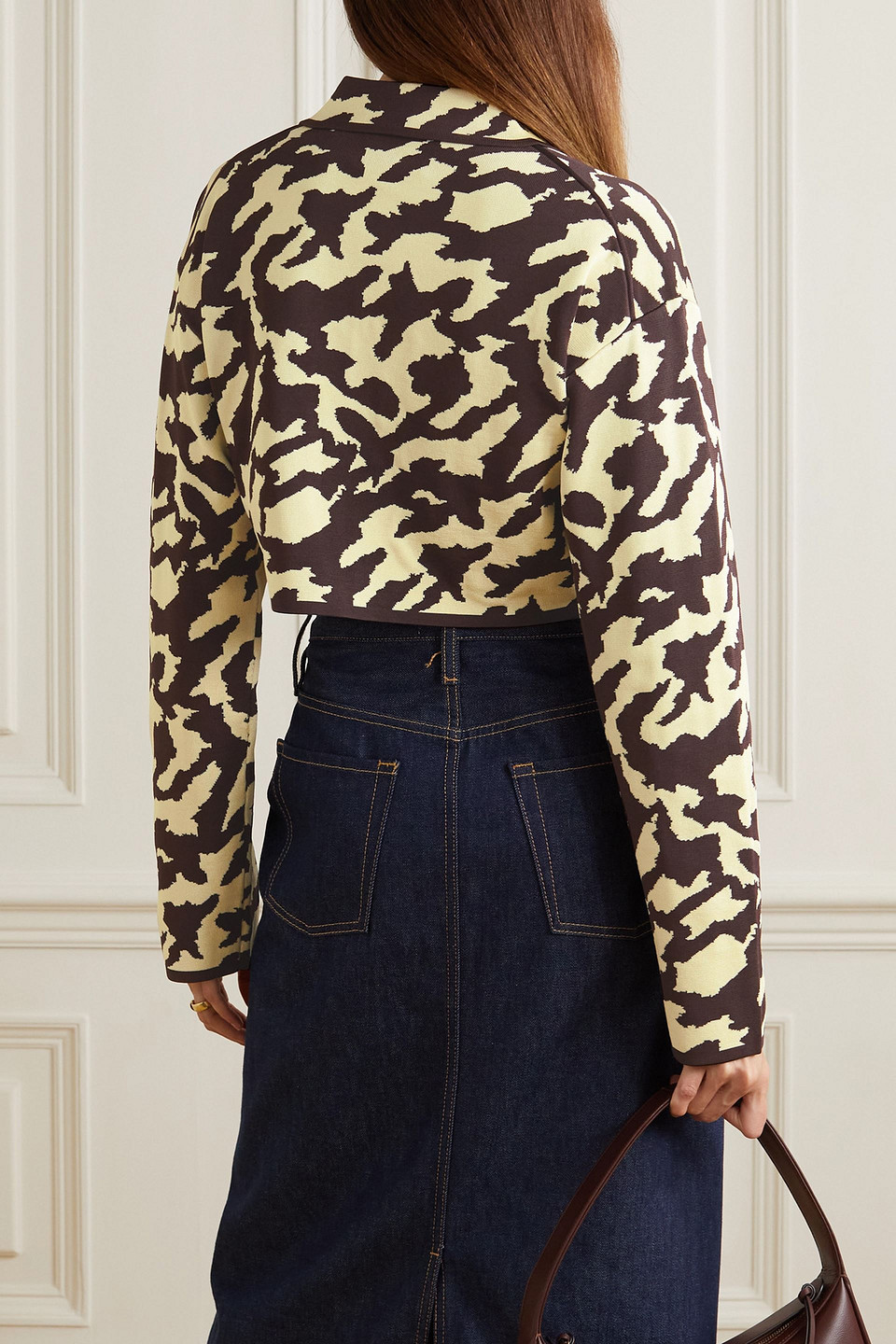 Nanushka Brown Cropped Jacket In Cream