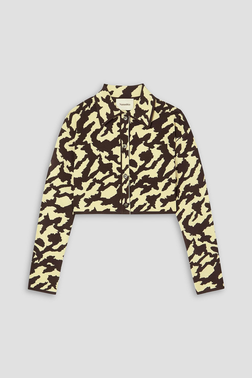 Nanushka Brown Cropped Jacket In Cream