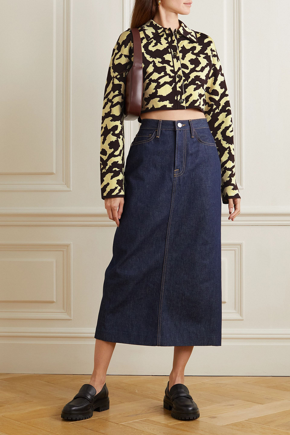 Nanushka Brown Cropped Jacket In Cream