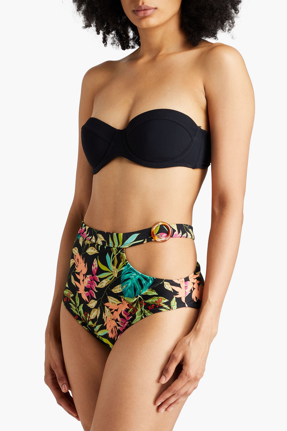  Patbo - Bikini-höschen Mit Floralem Print Und Cut-outs - Schwarz - Xs 