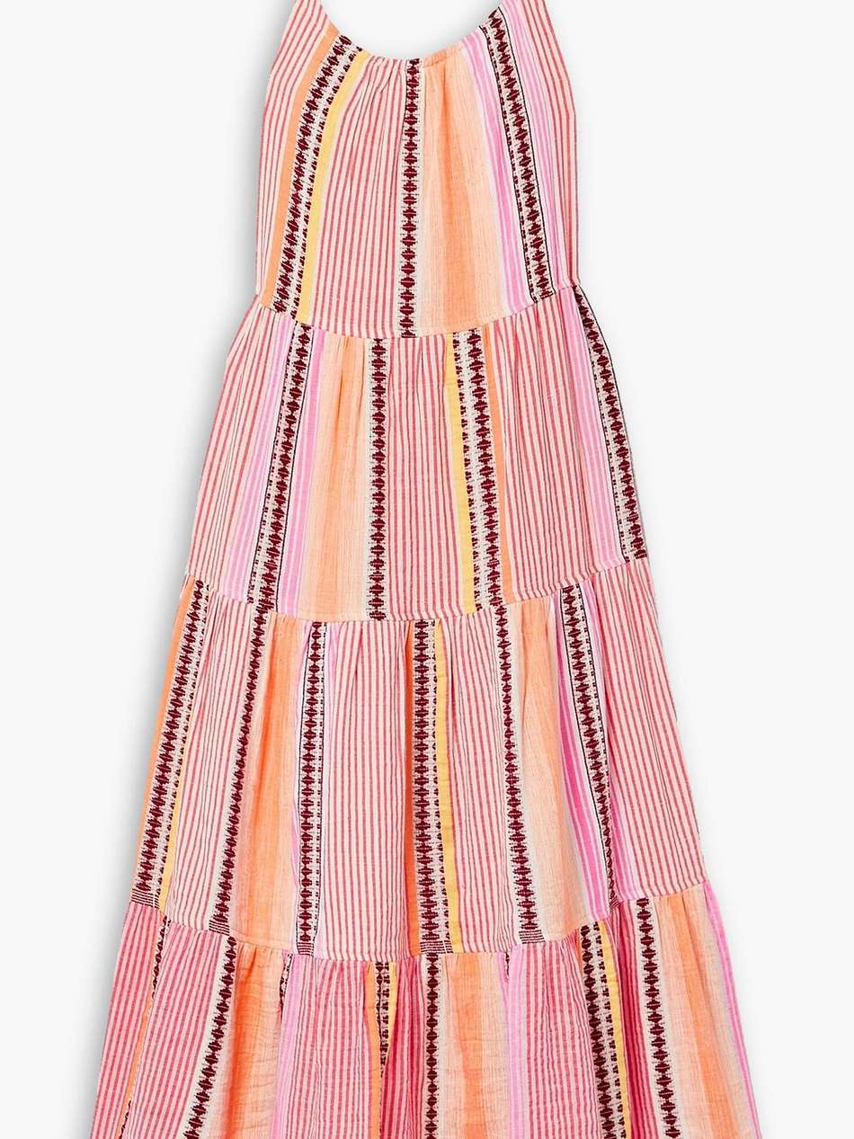 cirq tiered striped cotton-blend midi dress