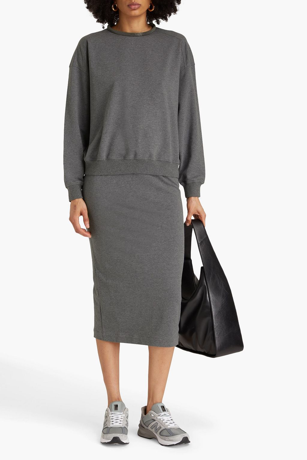 BRUNELLO CUCINELLI Meliertes Sweatshirt aus Frottee aus einer Baumwollmischung