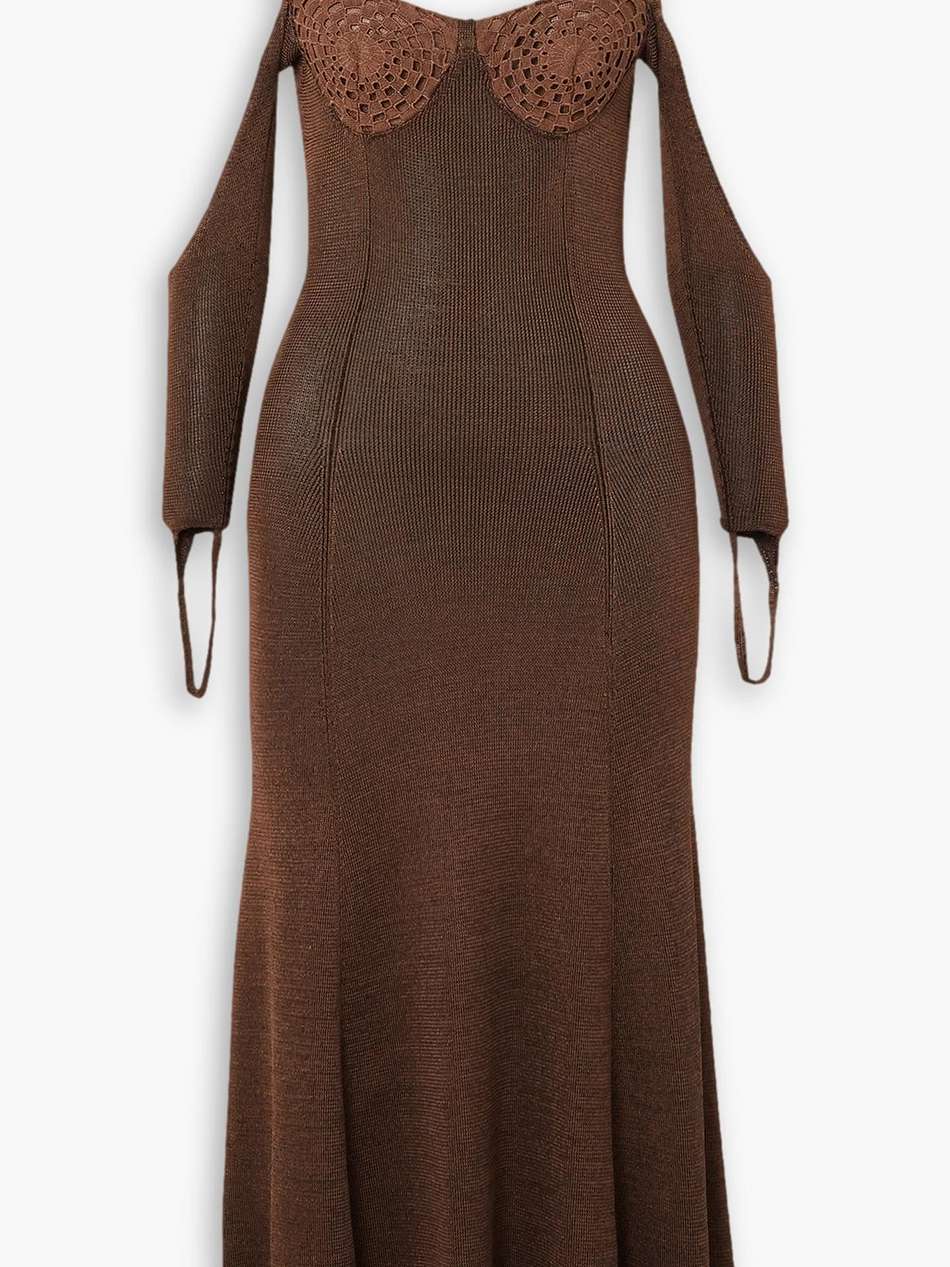 other reality open-back crochet-trimmed knitted midi dress