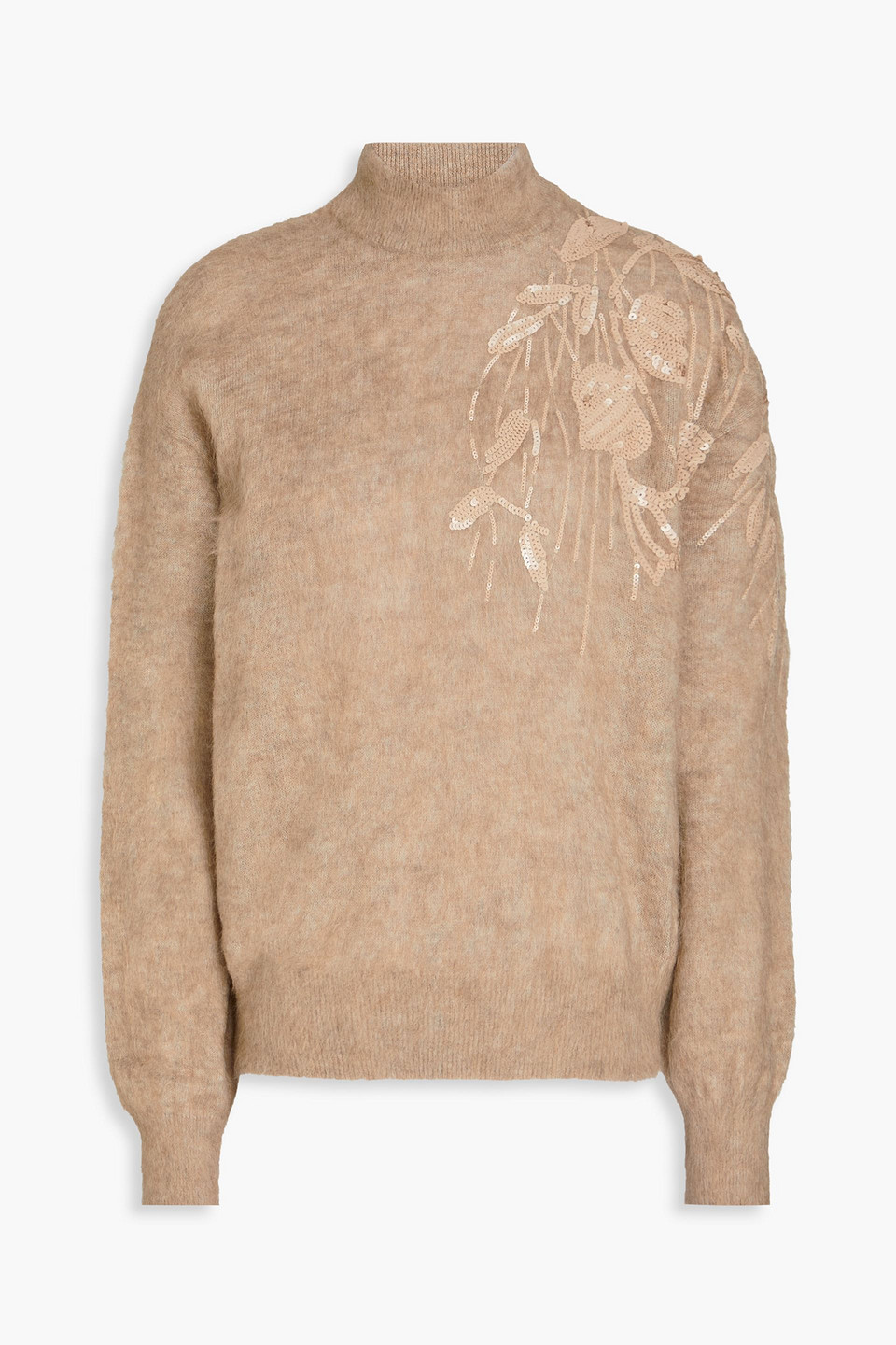 Brunello Cucinelli Sequin-embellished Knitted Sweater In Brown