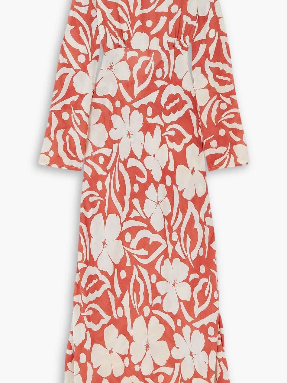 shiva cutout floral-print voile maxi dress