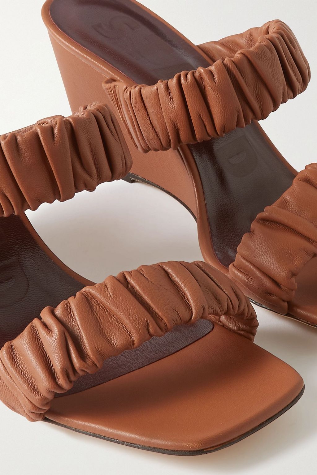 STAUD Frankie ruched leather sandals