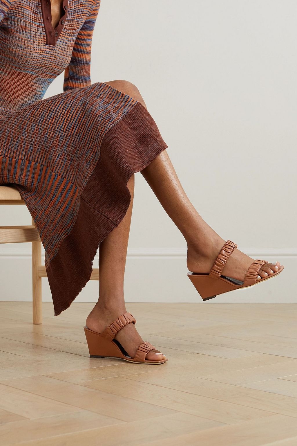 STAUD Frankie ruched leather sandals