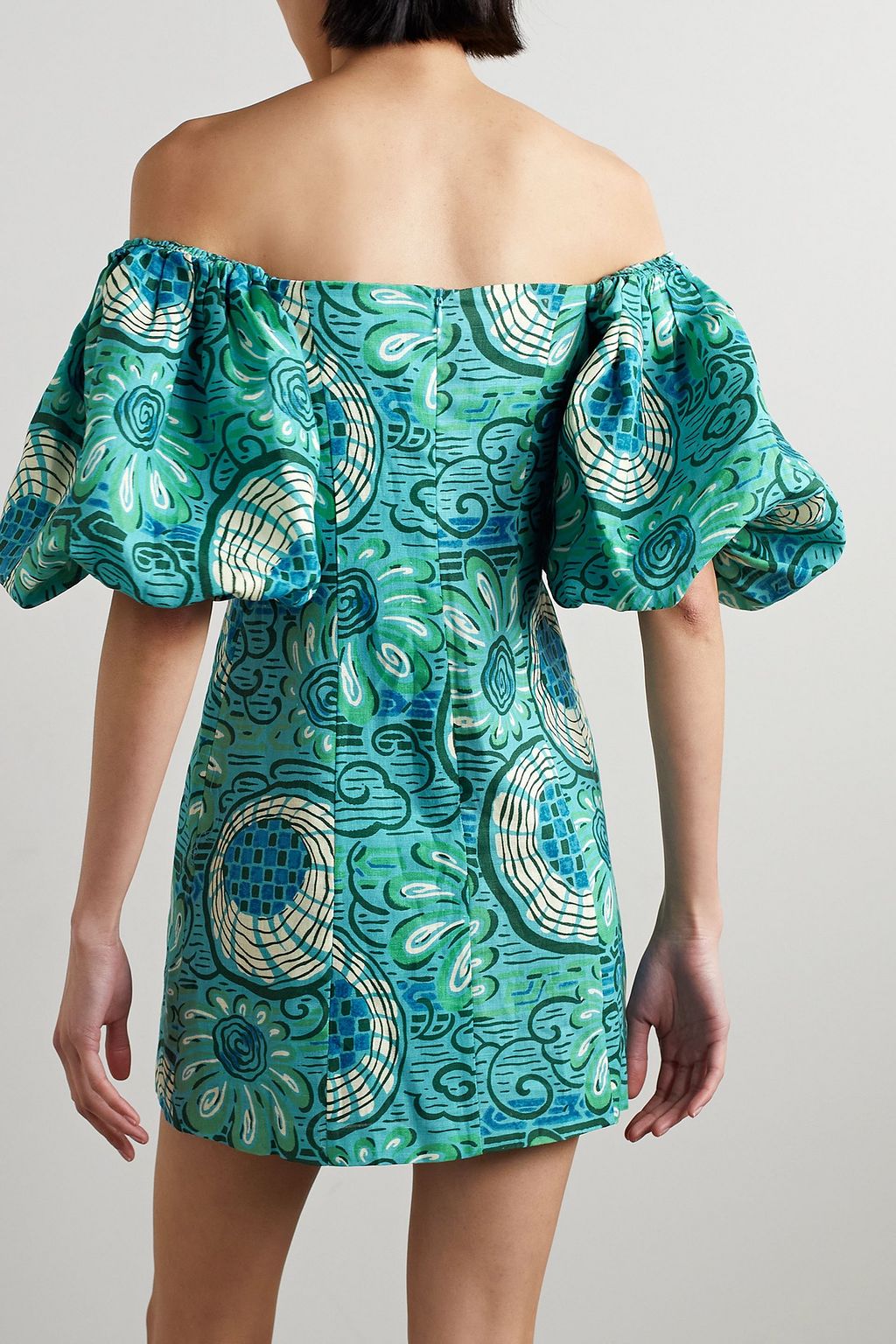 RHODE Dali off-the-shoulder printed linen mini dress