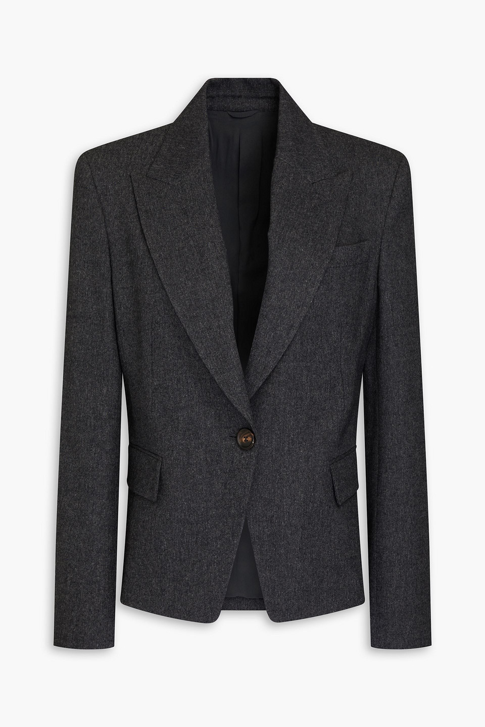 Brunello Cucinelli Bead-embellished Wool-blend Blazer In Dark Gray