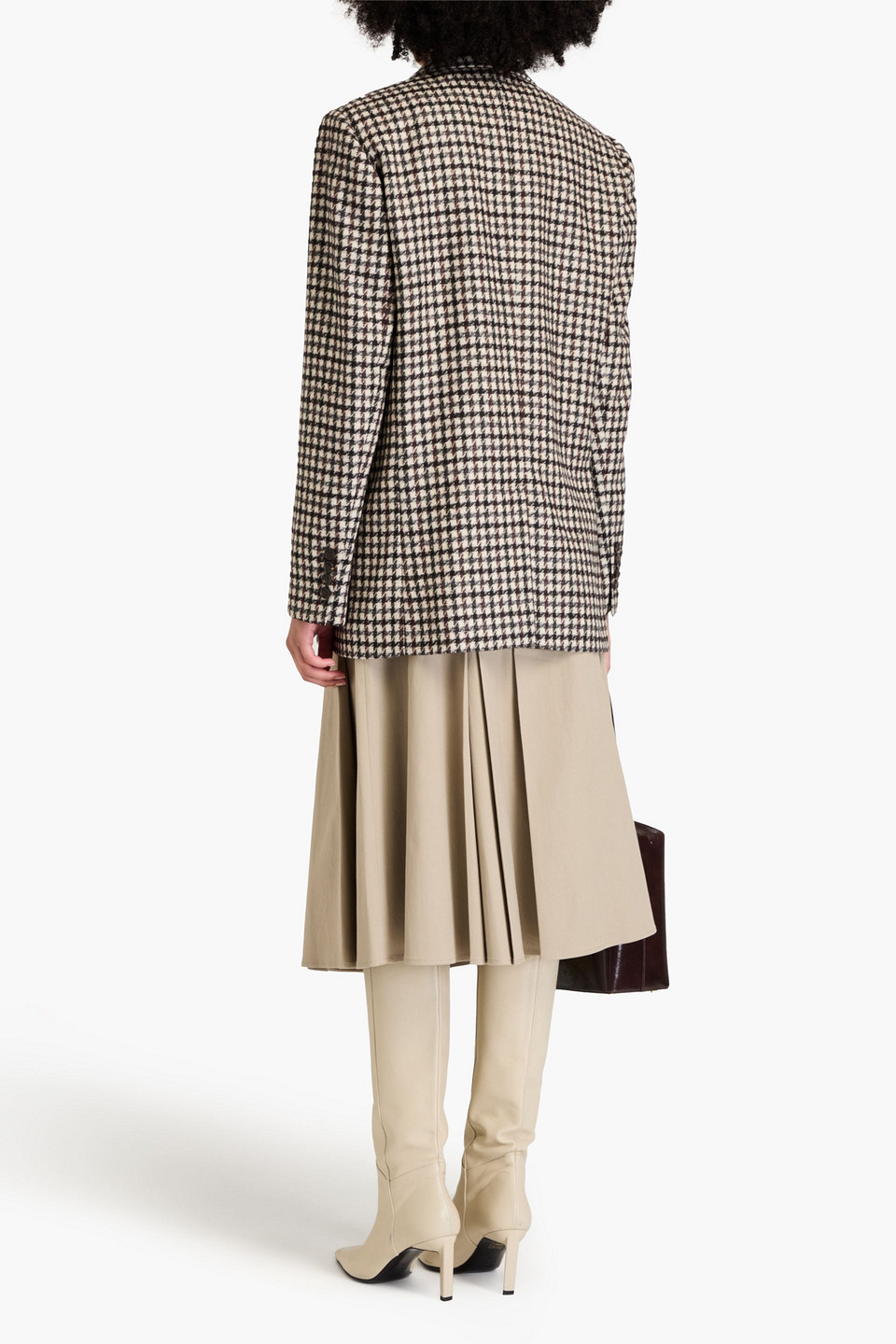 Brunello Cucinelli Double-breasted Houndstooth Wool-blend Blazer In Ivory